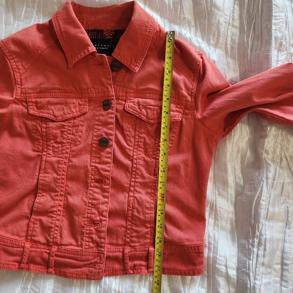 Sanctuary Coral Orange Denim Jean Jacket Size Xsmall - Picture 6 of 7